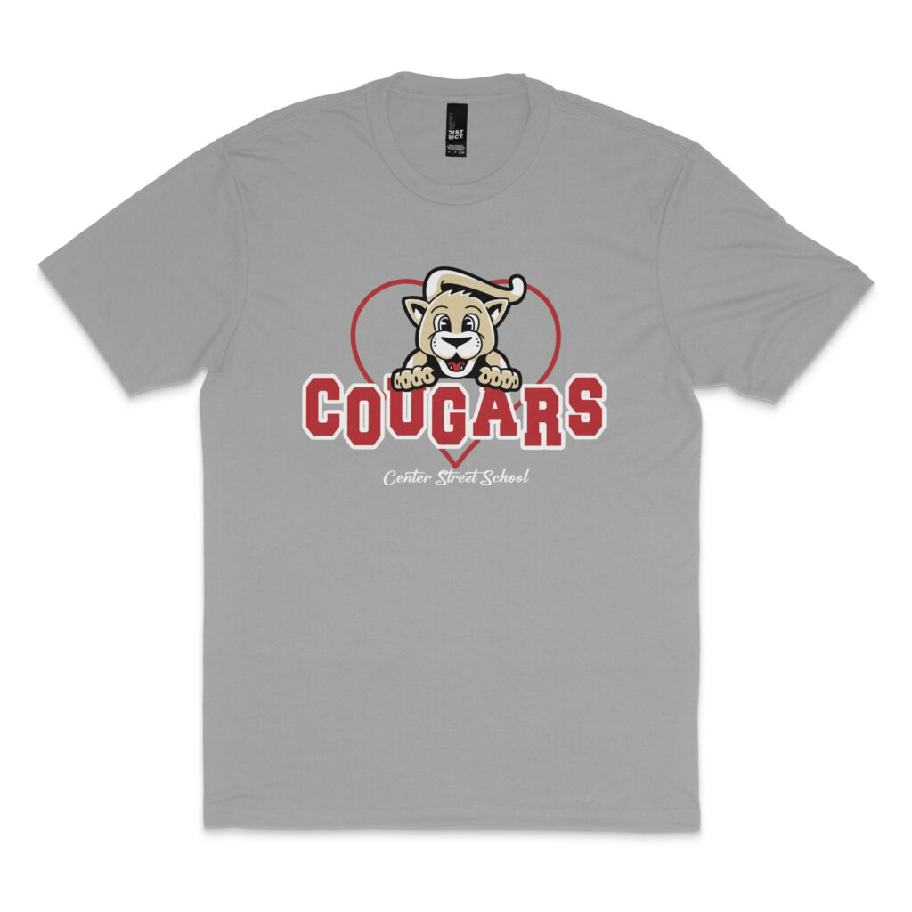 CSS Cougars Heart Shape Youth & Adult T-Shirt - Mychal's Printing ...