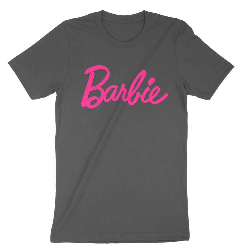 Bc3001 dark heather barbie logo t shirt