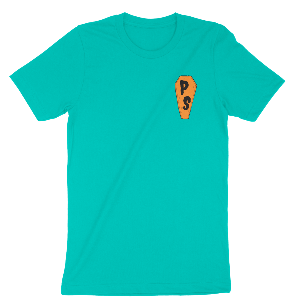 Teal coffine tee front ps
