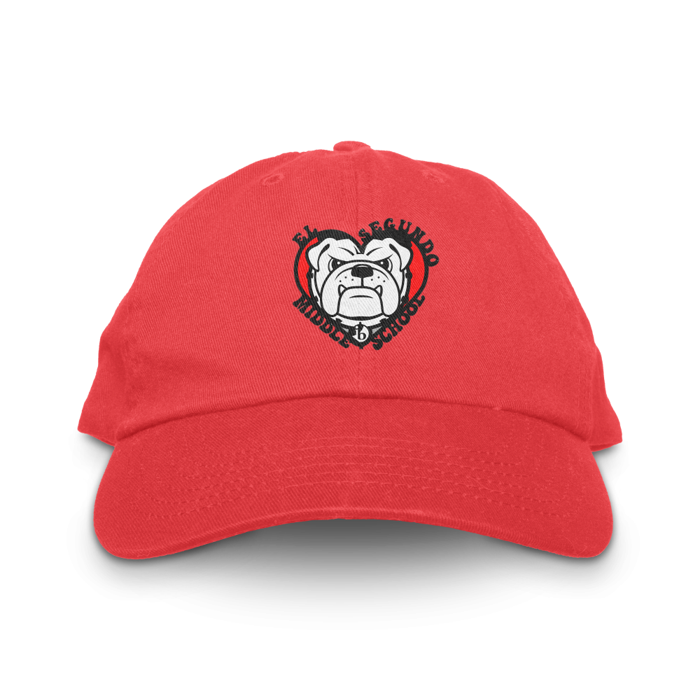 Heart bulldog dad hat red