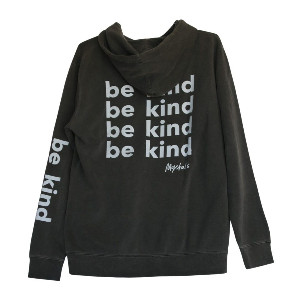 Grey be kind hoodie back