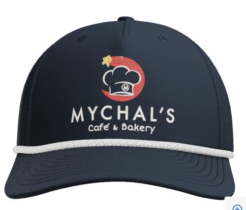 Mychals Cafe Cap in Navy and White
